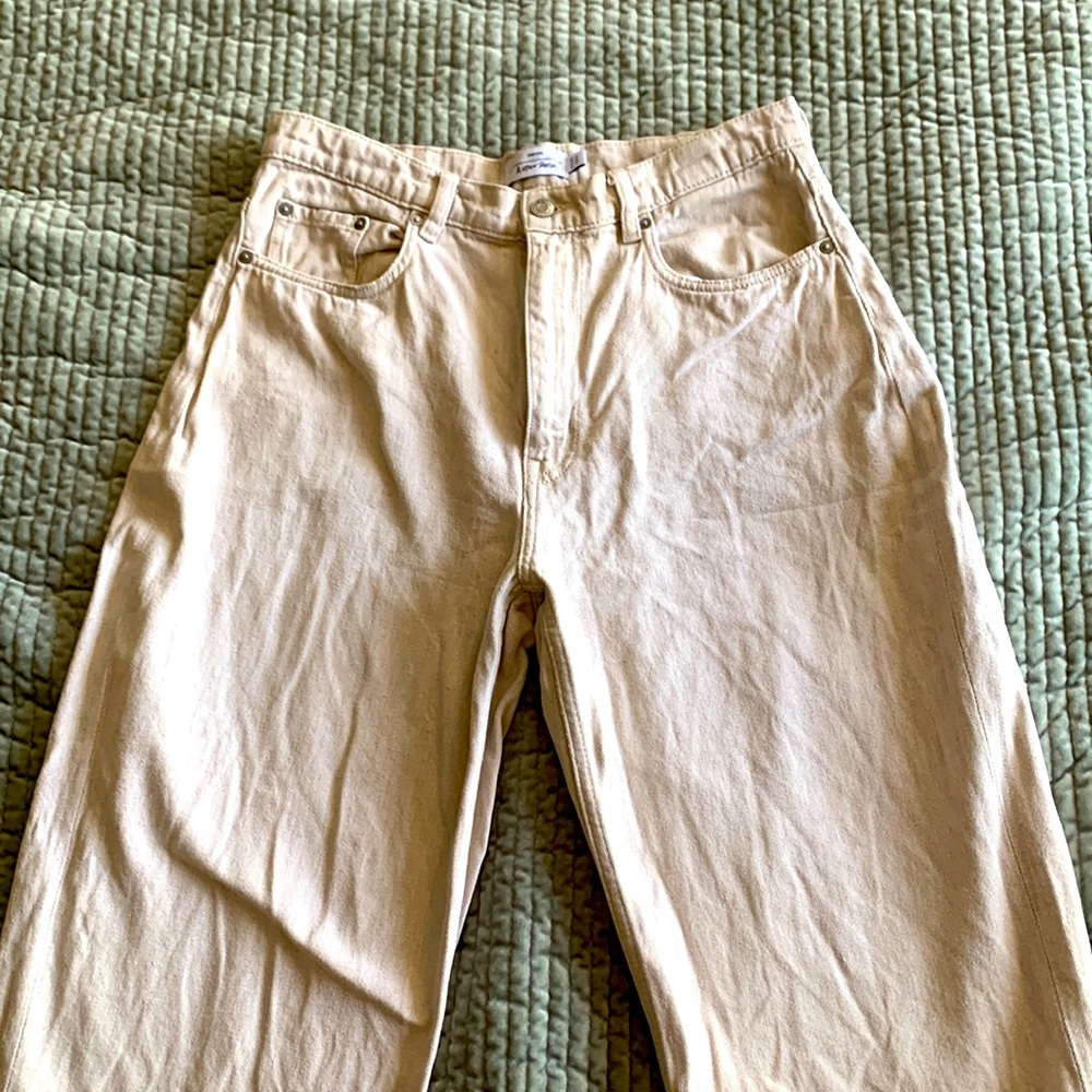 Wide Leg Khaki Trousers